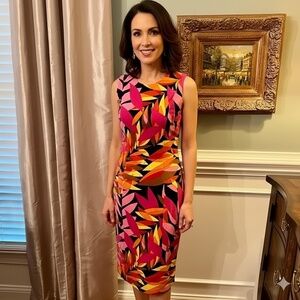 EUC Tori Richard Velvet Mod Print Sleeveless Sheath Dress w/ Stretch Size 6